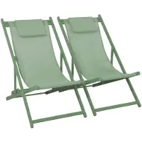 Sweeek - Set van 2 ligstoelen van aluminium en textileen met hoofdkussen, standstoel - gaia