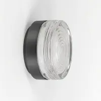 Ks Verlichting opbouwspot - Liam - wandlamp - plafondlamp - zwart - Ø13cm - LED - aluminium - glazen venster