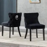 Glamour Luxe Velvet Eetkamerstoelen Set van 2 – Moderne Gestoffeerde Design Stoelen Zwart 52x49x83 cm