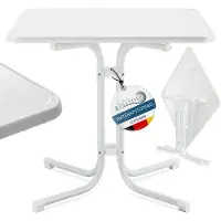 Beautissu Bistrotafel Buiten 80x80 cm Waterdicht – Inklapbare Vierkante Tuintafel Terrastafel Balkontafel – Campingtafel Statafel Eettafel – Hoogte 70 cm – Wit – Bistroni