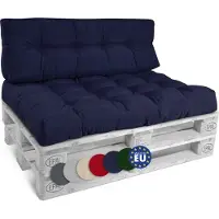 Beautissu Style – Palletkussen Set – 1x Zitkussen 120x80 cm & 1x Rugkussen 120x40 cm – Donker Blauw