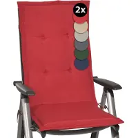 Beautissu Loft HL Set 2 x Tuinkussens Hoge Rug- 120 x 50 cm - Rood Kussen - Zitkussen UV- Lichtecht Tuinstoelkussen
