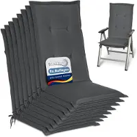 Beautissu Loft HL Set 8 x Tuinkussens Hoge Rug- 120 x 50 cm - Antraciet Kussen - Zitkussen UV- Lichtecht Tuinstoelkussen
