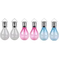 Sunnydays Solar sfeer tuin hanglampje - 6x stuks - wit / roze / blauw - 15 cm - kunststof - sfeerverlichting