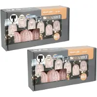 Pro Garden Feestverlichting lichtsnoer - 2x - roze - 10 LED - warm wit - 270 cm - tuin feestlampjes