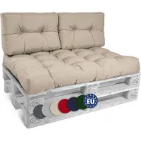 Beautissu Style – Palletkussen Set – 1x Zitkussen 120x80 cm & 2x Rugkussen 60x40 cm – Natuur
