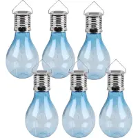 Sunnydays Solar sfeer hanglamp - 20x - tuin - lampenbol - blauw - kunststof - 15 cm - ophang haakje