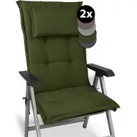Beautissu HighLux HL – Set van 2 Tuinkussens Hoge Rug Kussen 120x50x7cm – Outdoor Zitkussen voor Tuinstoel Donkergroen