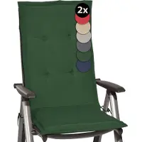 Beautissu Loft HL Set 2 x Tuinkussens Hoge Rug- 120 x 50 cm - Donker Groen Kussen - Zitkussen UV- Lichtecht Tuinstoelkussen