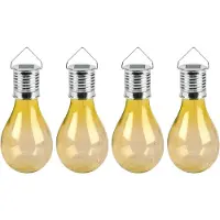 Sunnydays Solar sfeer hanglamp - 4x - tuin - lampenbol - geel - kunststof - 15 cm - ophang haakje