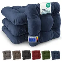 Beautissu HighLux SK – Set van 4 Premium Stoelkussen 35x35 cm Blauw – Robuust Zitkussen UV-bestendig – 8 cm Dik – Indoor & Outdoor – Tuinkussen Balkon