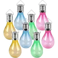 Sunnydays Solar sfeer hanglamp - 8x stuks - geel / groen / roze / blauw - 15 cm - kunststof - aan haak