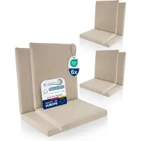 Beautissu QD-NL – Set van 6 Premium Tuinstoelkussens Lage Rug 105x48 cm – 100% Waterdicht – Weerbestendig – Sneldrogend – UV-bestendig – Natuur