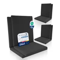 Beautissu QD-NL – Set van 6 Premium Tuinstoelkussens Lage Rug 105x48 cm – 100% Waterdicht – Weerbestendig – Sneldrogend – UV-bestendig – Antraciet
