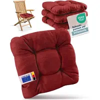 Beautissu HighLux SK – Set van 4 Premium Stoelkussen 35x35 cm Rood – Robuust Zitkussen UV-bestendig – 8 cm Dik – Indoor & Outdoor – Tuinkussen Balkon