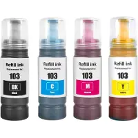 Inktkenners Inkt Geschikt voor Epson EcoTank 103 | Multipack van 4x Inktpatronen- Geschikt voor EcoTank Printer L1110 - L3110 - L3111 - L3150 - L3151 - L3160