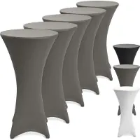 Beautissu Statafelhoes Stella Ø 80 cm statafelrok voor statafel – feest decoratie geschikt voor horeca – feestversiering stretch voor elk tafel – set van 5 antraciet
