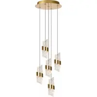 Lucide KLIGANDE - Hanglamp - Ø 30 cm - LED Dimbaar - 5x8W 2700K - Mat Goud / Messing