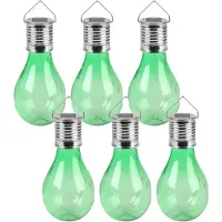 Sunnydays Solar sfeer hanglamp - 20x - tuin - lampenbol - groen - kunststof - 15 cm - ophang haakje