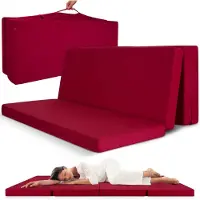 Beautissu Campix - opvouwbare matras 120x195 cm - reisbed matras & gastenmatras- zitblok opvouwbaar - rechthoekig in donkerrood