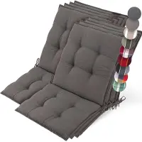 Beautissu Sun-NL – Set van 8 Premium Lage Rugleuning Kussen 100x50 cm - UV-bestendig & 8cm Dik Kussen Tuinstoelkussen Antislip Bevestigingsbanden – Stevige Stof Taupe