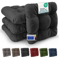 Beautissu HighLux SK – Set van 4 Premium Stoelkussen 40x40 cm Antraciet – Robuust Zitkussen UV-bestendig – 8 cm Dik – Indoor & Outdoor – Tuinkussen Balkon