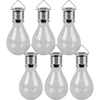 Sunnydays Solar sfeer hanglamp - 20x - tuin - lampenbol - wit - glas - 15 cm - ophang haakje