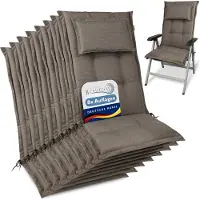 Beautissu HighLux HL – Set van 8 Tuinkussens Hoge Rug Kussen 120x50x7cm – Outdoor Zitkussen voor Tuinstoel Taupe