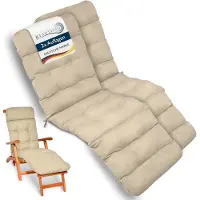 Beautissu 2x Deckchair Kussen 200x50x8 cm - Ligstoelkussen Natuur - Matraskussen voor Hangmatten en tuin-/terrasstoelen - Flair DC