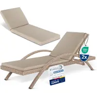 Beautissu QD-RL †“ Set van 2 Tuinkussen Liegstoel 190x60 cm †“ 100% Waterdicht †“ Ligbedkussen Weerbestendig †“ Sneldrogend †“ Wasbare Hoes †“ Natuur
