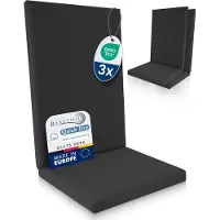 Beautissu QD-HL – Set van 3 Premium Tuinstoelkussens Hoge Rug 122x48 cm – 100% Waterdicht – Weerbestendig – Sneldrogend – UV-bestendig – Antraciet