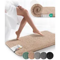 Beautissu BeauMare FL – Badmat Antislip 80x50 cm Natuur – Hoogpolig Tapijt – Voor Vloerverwarming – Zacht Badmat voor Douche Badkuip WC