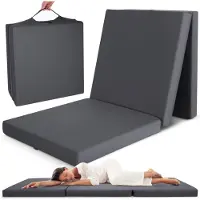 Beautissu Campix - opvouwbare matras 80x195 cm - reisbed matras & gastenmatras- zitblok opvouwbaar - rechthoekig in zwart