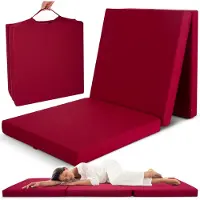 Beautissu Campix - opvouwbare matras 60x190 cm - reisbed matras & gastenmatras- zitblok opvouwbaar - rechthoekig in donkerrood