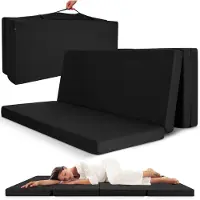 Beautissu Campix - opvouwbare matras 120x195 cm - reisbed matras & gastenmatras- zitblok opvouwbaar - rechthoekig in zwart