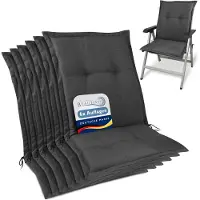 Beautissu HighLux NL – Set van 6 Tuinkussen Lage Rug Kussen 105x50x7cm – Outdoor Zitkussen voor Tuinstoel Antraciet