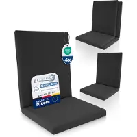Beautissu QD-NL – Set van 4 Premium Tuinstoelkussens Lage Rug 105x48 cm – 100% Waterdicht – Weerbestendig – Sneldrogend – UV-bestendig – Antraciet