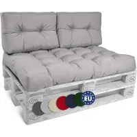 Beautissu Style – Palletkussen Set – 1x Zitkussen 120x80 cm & 2x Rugkussen 60x40 cm – Licht Grijs