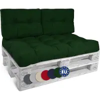 Beautissu Style – Palletkussen Set – 1x Zitkussen 120x80 cm & 2x Rugkussen 60x40 cm – Donker Groen