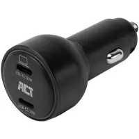 ACT 2-poorts USB-C fast charge autolader 95W met Power Delivery PPS, Quick Charge en GaNFast