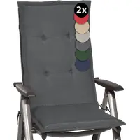 Beautissu Loft HL Set 2 x Tuinkussens Hoge Rug- 120 x 50 cm - Antraciet Kussen - Zitkussen UV- Lichtecht Tuinstoelkussen