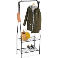 Relaxdays metalen kledingrek - 4 haken - garderoberek met stang - 158 x 60 x 33 cm - schoenenrek