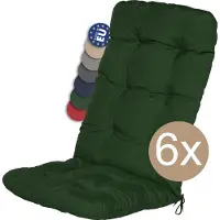 Beautissu Flair HL – Set van 6 Tuinstoelkussens Hoge Rug – 120x50 cm – Groen – Tuinkussen in Matraskussen Kwaliteit
