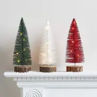 OEM Mini kerstboomdecoratie, 12 cm, met LED-verlichting, werkt op batterijen