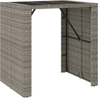 Syfax Bartafel met glazen blad 105x80x110 cm poly rattan grijs
