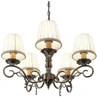 LINDBY Kroonluchter Finnick, dimbaar, brons / oud-messing, Woon-/ Eetkamer, Textiel / Stof / Zijde, kroonluchter