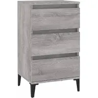 vidaXL Nachtkastje 40x35x70 cm bewerkt hout grijs sonoma eikenkleurig
