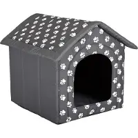 Markenlos Kattenhuis voor honden, middelgroot, voor binnen, 60x55x60 cm, grijs-wit