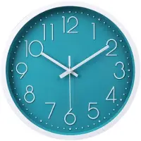OEM Moderne wandklok van turquoise kwarts, 30 cm, met stille secondewijzer, petrolkleurige afwerking en decoratief design