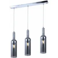 REALITY IMPORT Hanglamp Bottle, chroom, 3xE27, 40W, metaal, afmetingen: 120x61x8 cm, IP20, merk: Reality